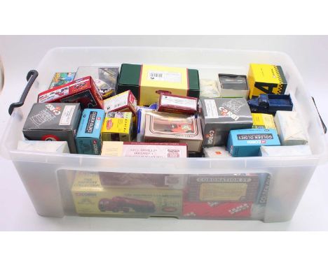 One large tray containing mostly 1:43 scale modern issue die-cast cars and commercial vehicles to include a Corgi AEC lorry, 