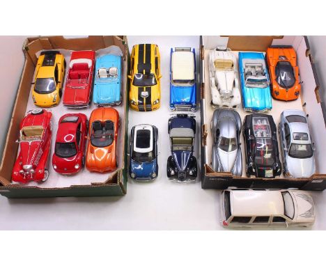 Burago, Maisto, Motor Max and other 1/18 scale loose modern issue diecast to include; Chrysler Corporation Atlantic, Pagani Z