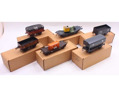 Six Directory Series (Bernard Ridgely) 0 gauge coarse scale four-wheeled wagons, to include an LMS 16 ton wagon, an LMS 13 to