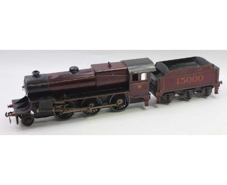 Bassett-Lowke early Gauge 1, 2-6-0, electric, loco &amp; tender, LMS No.13000, red, with all couplings, sprung buffers, no de