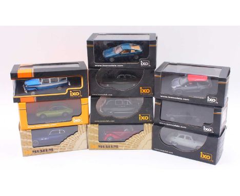 IXO 1/43 scale models group of 10 to include Bugatti Type 101 1951, Toyota Starlet 1200 ST 1973, Alfa Romeo 8C 2900B 1938, Pa