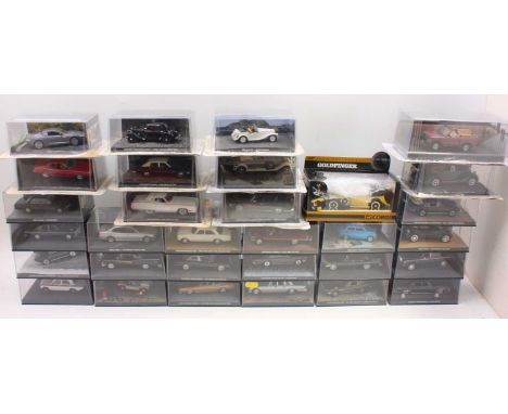One tray containing a quantity of 1/43 scale 007 James Bond diecasts to include a Rolls Royce Sedanca de Ville from Goldfinge