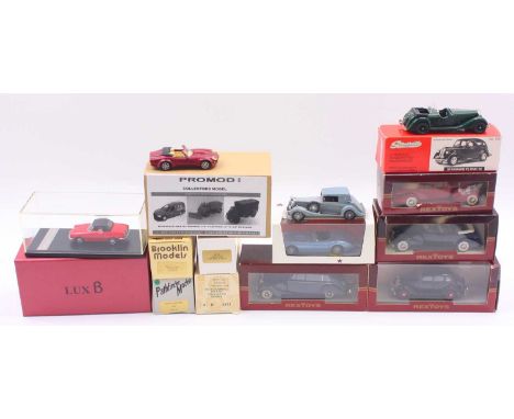 One tray containing 1/43 scale mixed diecast to include a Lux Beta, Abarth 850 Spider, Rex Toys Rolls Royce Phantom 4 limousi