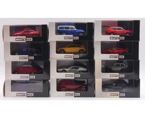 White Box 1/43 scale group of 12 diecast cars to include a Maserati Gran Cabrio Sports in red, an Opel Captain in black, a Bu