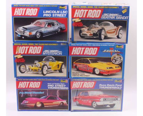 A collection of Revell Hot Rod 1/25 scale plastic car kits to include a Hot Rod Lincoln LSC Pro Street, an Ed Big Daddy Roths