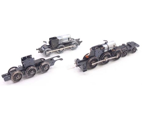Three ACE trains 0 gauge coarse scale 3 rail loco mechanisms to include a Castle Class 4-6-0 mech, three rail pickup missing,