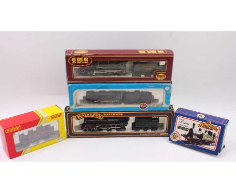 Five 00 gauge locos to include an Airfix 4F in BR unlined black early emblem, running No. 44454, a Mainline Standard 4 in BR 