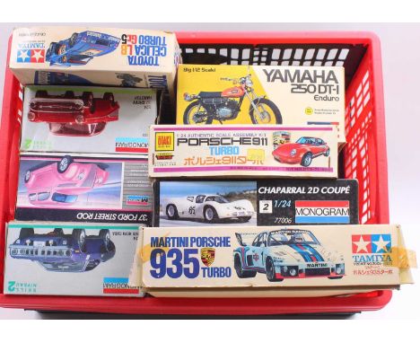 Collection of 8 mixed scale plastic kits, some examples with parts off sprues and others part started, 8 in total to include 