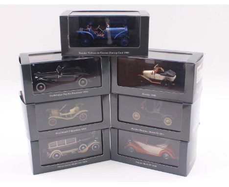 Classic Vehicles 1/43 scale group of 7 diecast cars to include a Pierce-Arrow model 133 1929 in maroon & cream, a Ford Model 