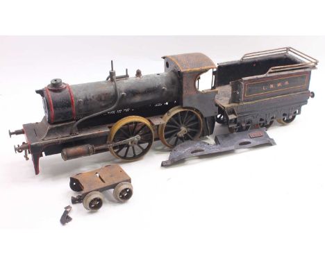 A Bing LNWR loco and tender gauge 3, construction circa 1903, Black Prince No. 7003 in need of total restoration, missing rig