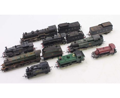 Eight Triang 00 gauge locos to include a TC series 4-6-2 American loco, with a spare tender, a 57xx pannier tank, a Princess,