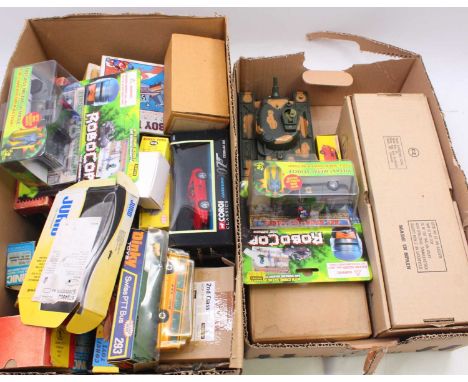 5 boxes containing a quantity of loose and boxed mostly modern issue diecast to include; Corgi Toys James Bond 007 Goldeneye 