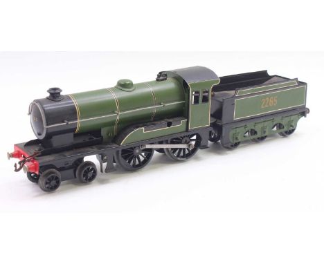 Bassett-Lowke 0 gauge clockwork ‘Princess Elizabeth’ freelance 4-4-0 loco &amp; tender, in green, 2265 on tender, loco and te