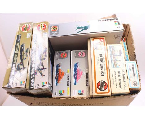 One box containing 9 Airfix plastic kits of aircraft and boats to include two Battle of Britain Memorial Flight packs in 1/72