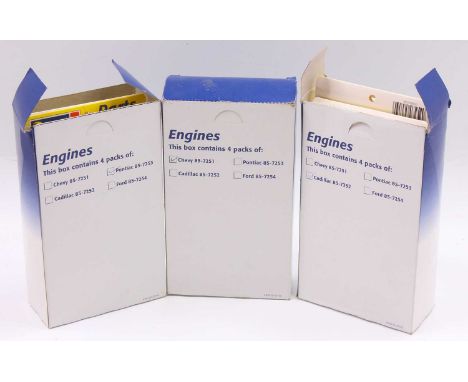 A collection of Revell/Monogram part packs for various 1/24 and 1/25 scale saloons to include a Cadillac 354 BA engine and ot
