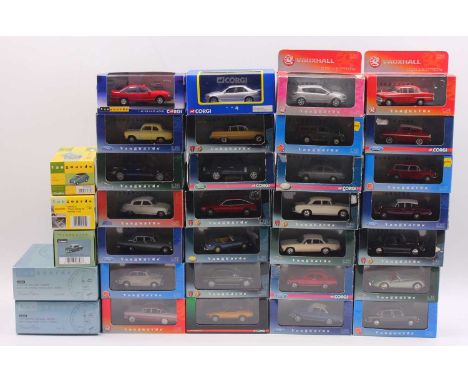 Corgi Vanguards 1/43 scale group of 33 diecast cars to include a Hillman Minx in grey, a Vauxhall Carlton 300GSI in red, an A