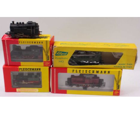 Five HO gauge locos to include a Fleischmann BR70 class, in DB black, a Liliput 1245 class in OBB green, a Fleischmann BRV60 