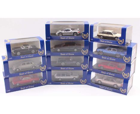 Best of Show 1/43 scale group of 11 diecast cars to include a Cadillac Seville STS from 1992 in silver, a Ford Sierra Mk1 est
