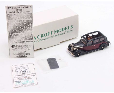 Spa Croft Models 1:43 scale hand-built 1940 Vauxhall GL limousine, housed in the original box, with certificate, near mint co