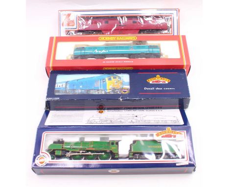 Four 00 gauge locos to include a Lima Class 52 Western in BR maroon livery, No. D1016, a believed to be Bachmann totally rebu