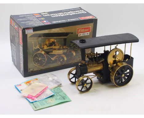 Wilesco No. D40 traction engine comprising a black and gold body housed in the original pictorial sided card box, some use, w