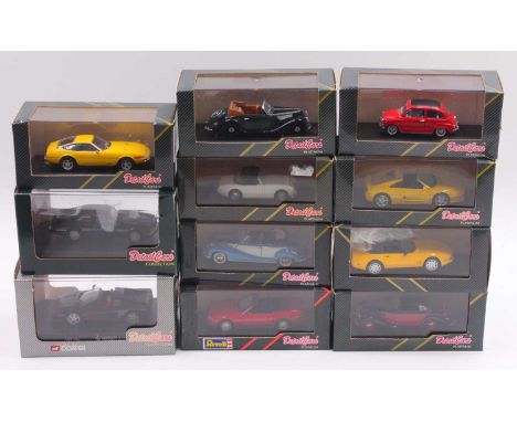 Corgi Detail Cars 1/43 scale group of 11 diecast models to include; a Ferrari Daytona 365 Coupe, an Austin Healey Sprite in w