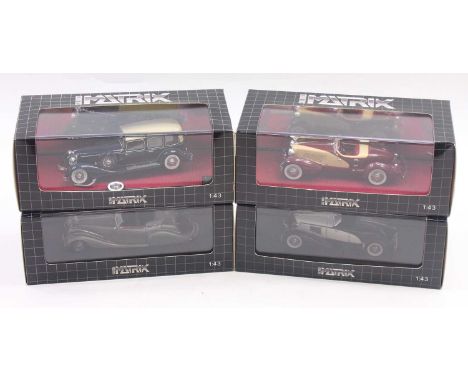 Matrix 1/43 scale group of 4 modern issue diecasts to include; No.50307 Brooks Stevens Speeder 1930, No.40803 Horch 853 Sport