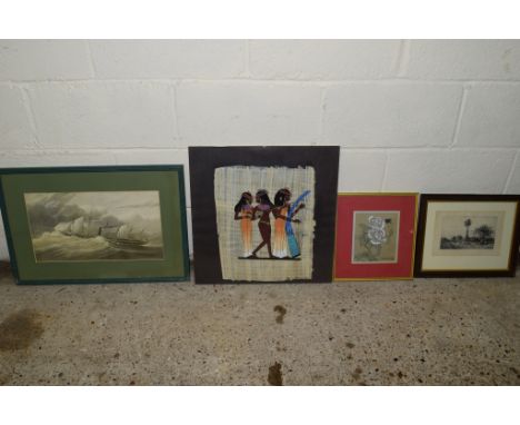 SELECTION OF VARIOUS FRAMED PICTURES INCLUDING PRINT OF SAILING SHIP, SPY ILLUSTRATIONS ETC