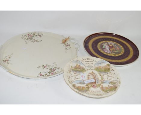 CERAMIC ITEMS INCLUDING VICTORIA DIAMOND JUBILEE PLATE, LARGE PLATE DECORATED IN VIENNA STYLE WITH CLASSICAL SCENE TO CENTRE