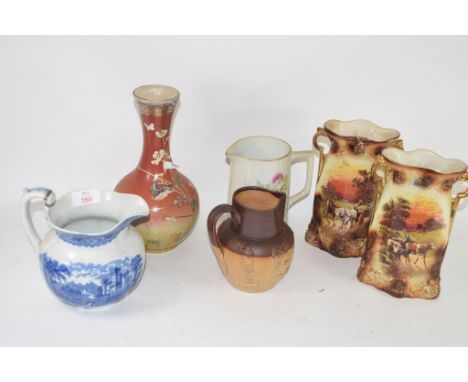 CERAMIC ITEMS INCLUDING A CAULDON BLUE AND WHITE JUG, DOULTON HARVESTWARE JUG AND OTHER ITEMS