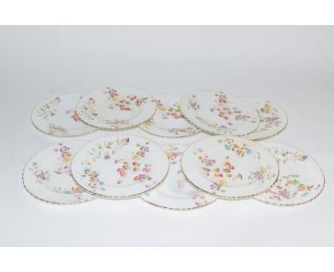 GROUP OF ENGLISH PORCELAIN SIDE PLATES WITH FLORAL DESIGN