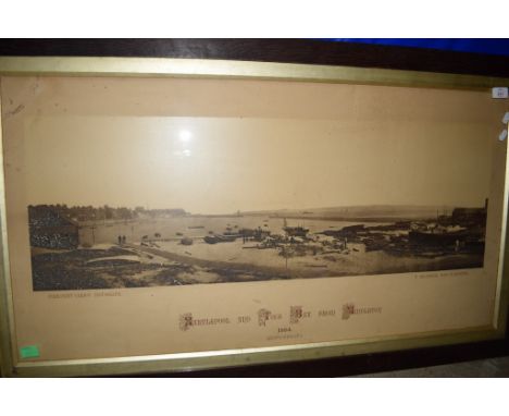 VINTAGE FRAMED PHOTOGRAPHIC PRINT "HARTLEPOOL AND TEES BAY FROM MIDDLETON 1884", APPROX 30 X 90CM