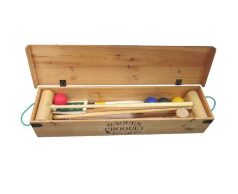 A Jacques croquet set with 4 mallets etc, little used, with instructions, in original box