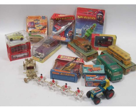 Collection of Matchbox, Dinky and other models, including Morris 1100, Capri Rally Car 213, Cadillac Eldorado 175; many with 