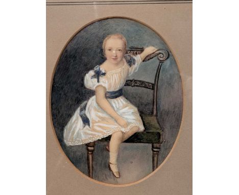 Circle of Aaron Edwin Penley ANWS (British, 1807-1870) A portrait of young child seated on a chairunsignedwatercolour15.5 x 1