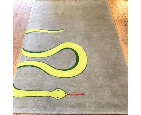 A Rug Company handmade children's nursery rug with coiling snake design, jade field (228cm x 150cm)