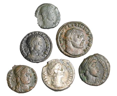 A Roman silver denarius, Faustina Senior, and further Roman coinage.