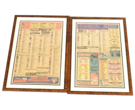 The Sporting Life, Saturday September 10th 1994, two framed pages, displaying fixtures races of the day to include The 3:40 T