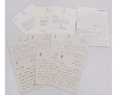 A group of letters from HRH The Duke of Kent, and on his behalf from his Private Secretary, including seven letters from the 