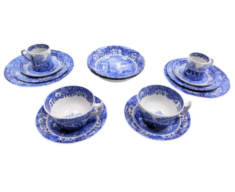 A group of Spode Italian pattern blue and white table wares, comprising a pair of demitasse coffee cans and saucers, pair of 