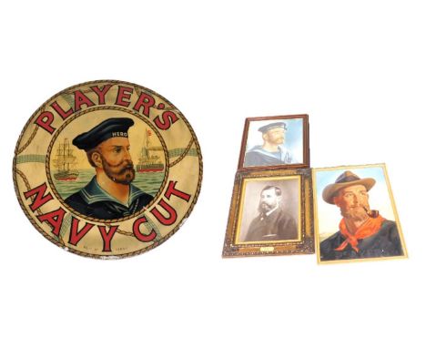 An interesting collection of Player's Navy Cut memorabilia, comprising a large circular display board, illustrating a lifebuo