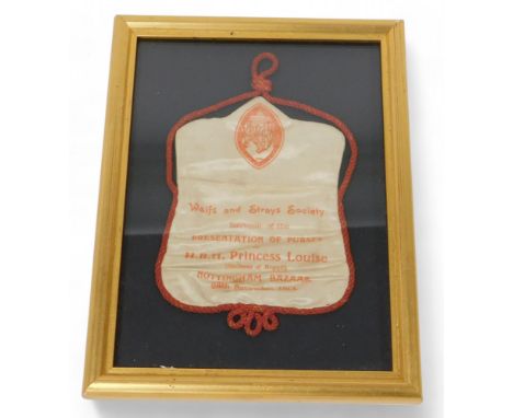 A Waifs and Strays Society purse, being a souvenir of a presentation of purses to H.R.H. Princess Louise, Duchess of Argyle a