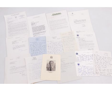 A group of celebrity letters to Reginald 'Buzzer' Hadingham, tennis related, including on behalf of His Holiness Pope John Pa