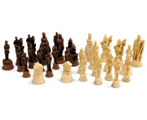 A resin Civil War chess set, sculpted by George Pitman-Hooker, with guarantee, king 15cm high.