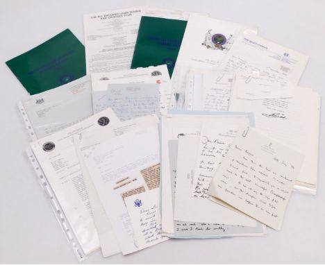 Wimbledon tennis related reports letters and ephemera, including the All England Annual Report 1986, Sports Council correspon