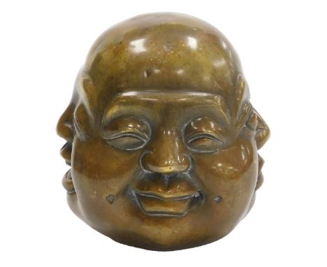 A 19th/20thC Chinese bronze model of the four emotions of Buddha, four character seal mark to the base, 11cm high.