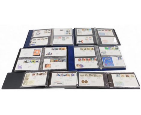 Philately postage stamps, first day covers, in six albums and loose, together with Jersey first day covers.