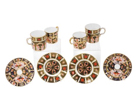 A group of Royal Crown Derby Imari porcelain, comprising two pairs of coffee cups and saucers, 6cm high and 5cm high, some se
