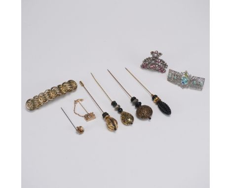 A charming 9-piece assortment of vintage and vintage-style accessories, this collection includes an array of ornamental hat p