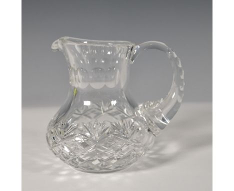 Beautiful Waterford styled crystal pitcher featuring an exquisite cut glass design with a scalloped rim and elegantly curved 